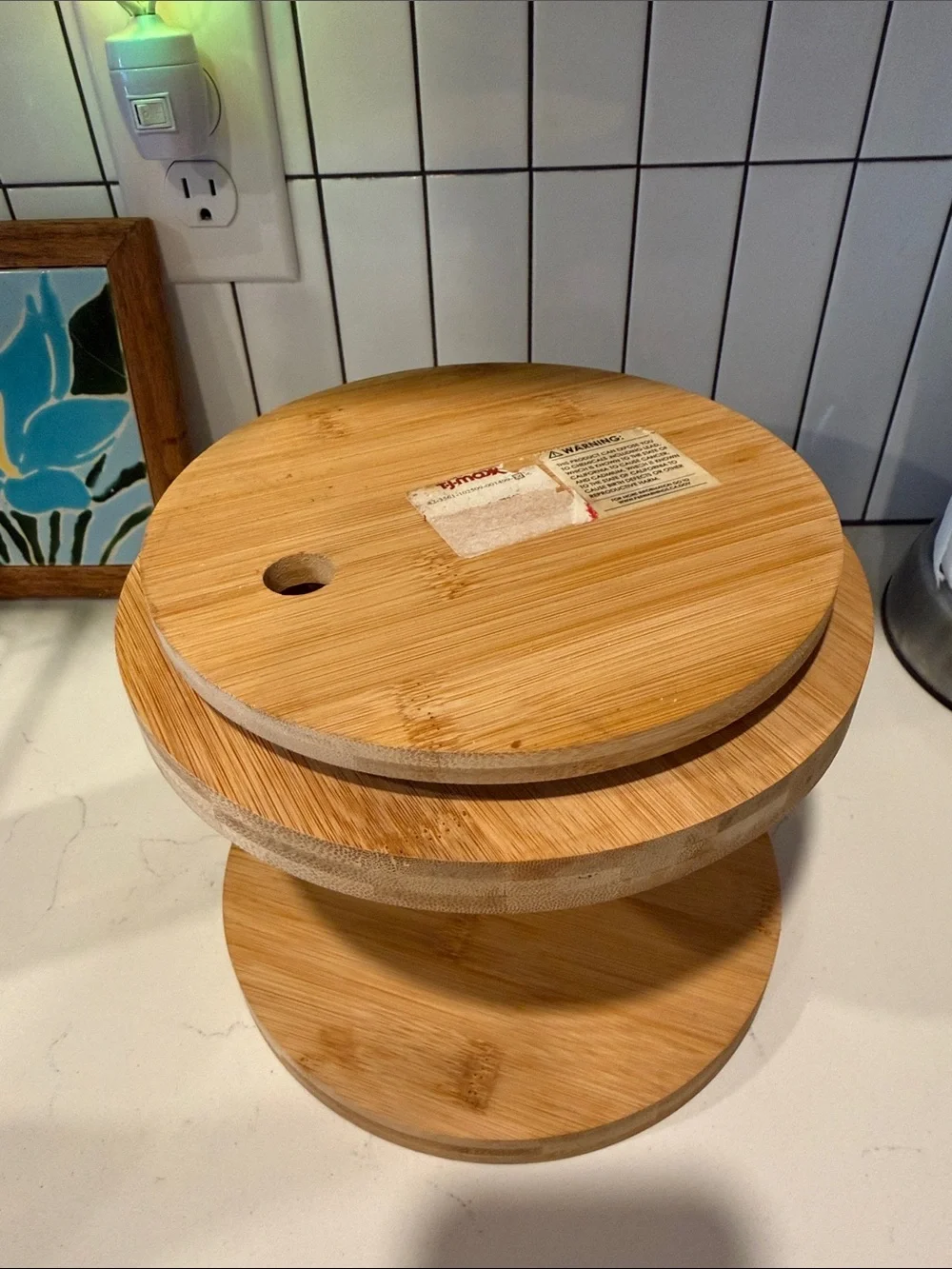 Bamboo Two-Tier Serving Stand - Natural